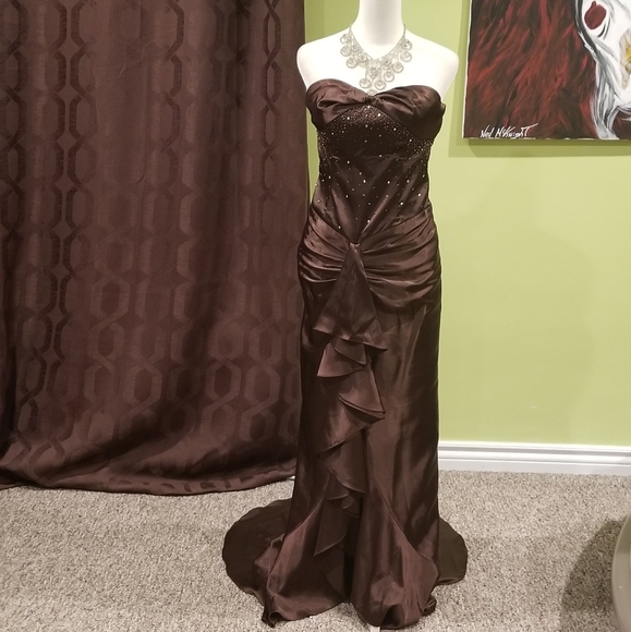 Nox Dresses & Skirts - Formal Beaded Dress With Ruffles And A Train
